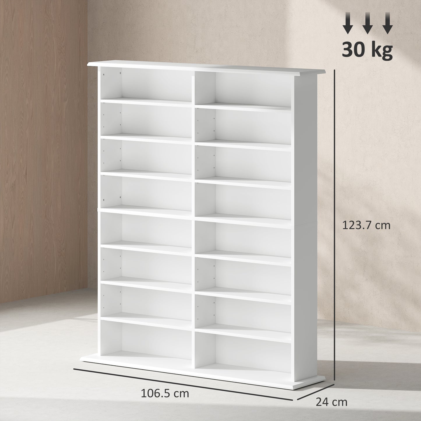 CD Storage Unit DVD Tower Blu-ray Storage Shelf for Office, White