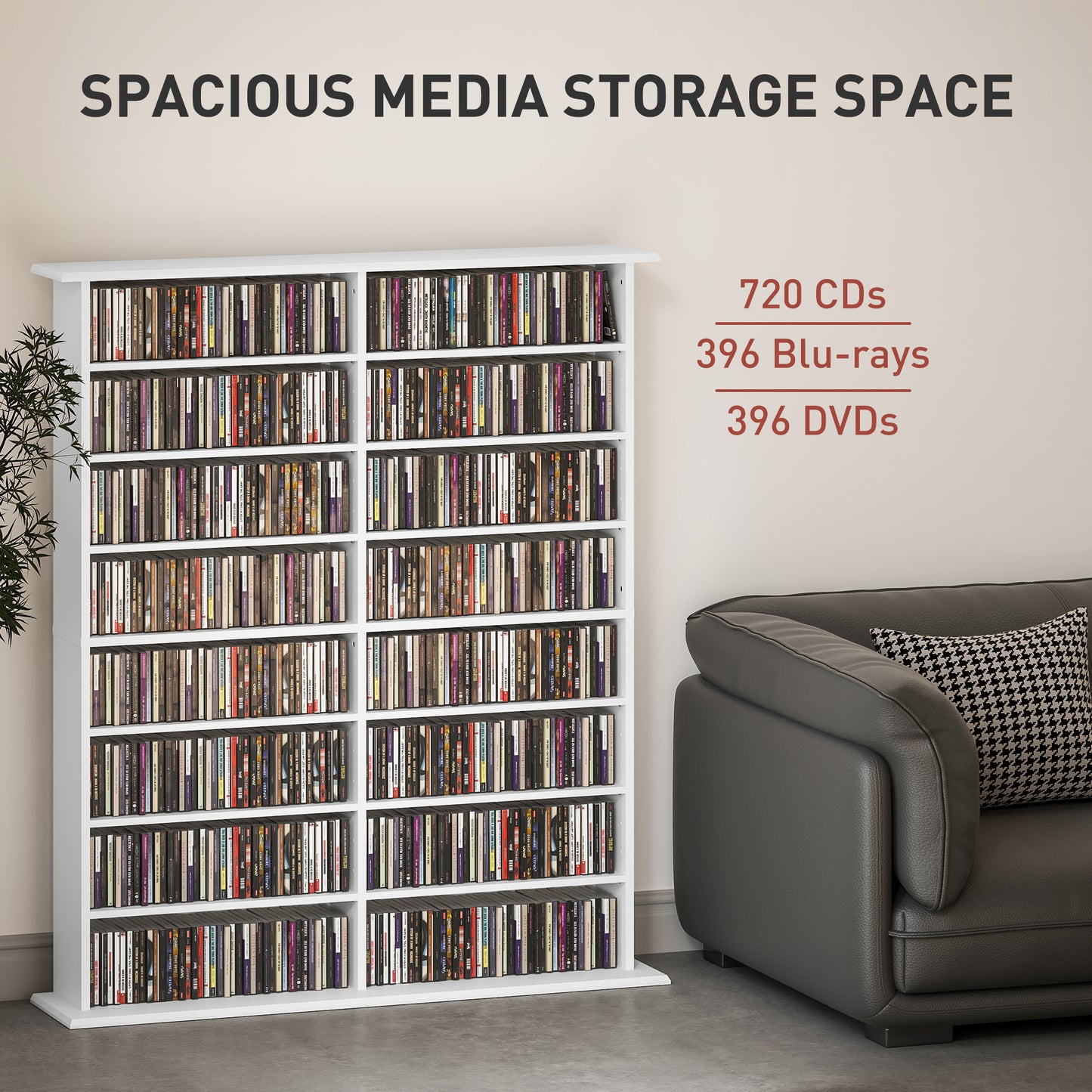 CD Storage Unit DVD Tower Blu-ray Storage Shelf for Office, White