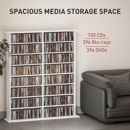CD Storage Unit DVD Tower Blu-ray Storage Shelf for Office, White