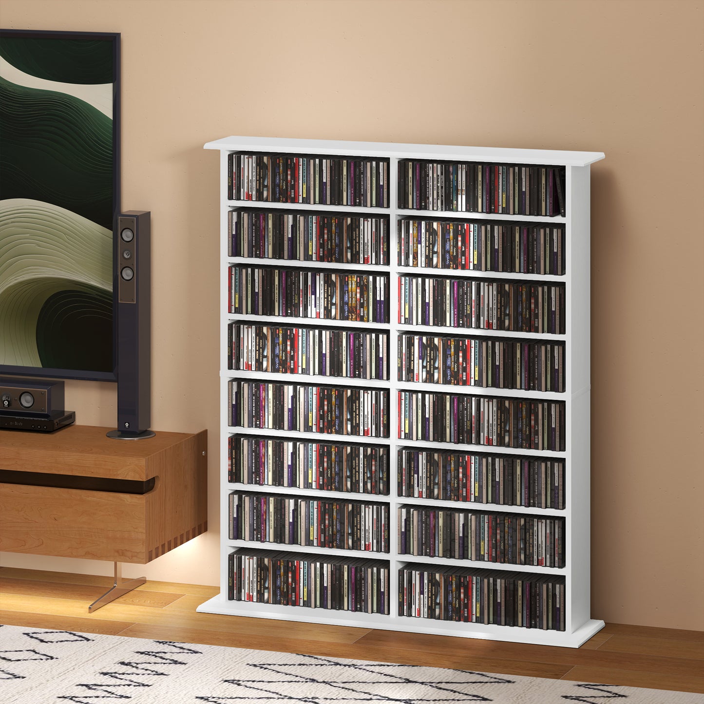 CD Storage Unit DVD Tower Blu-ray Storage Shelf for Office, White