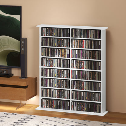 CD Storage Unit DVD Tower Blu-ray Storage Shelf for Office, White