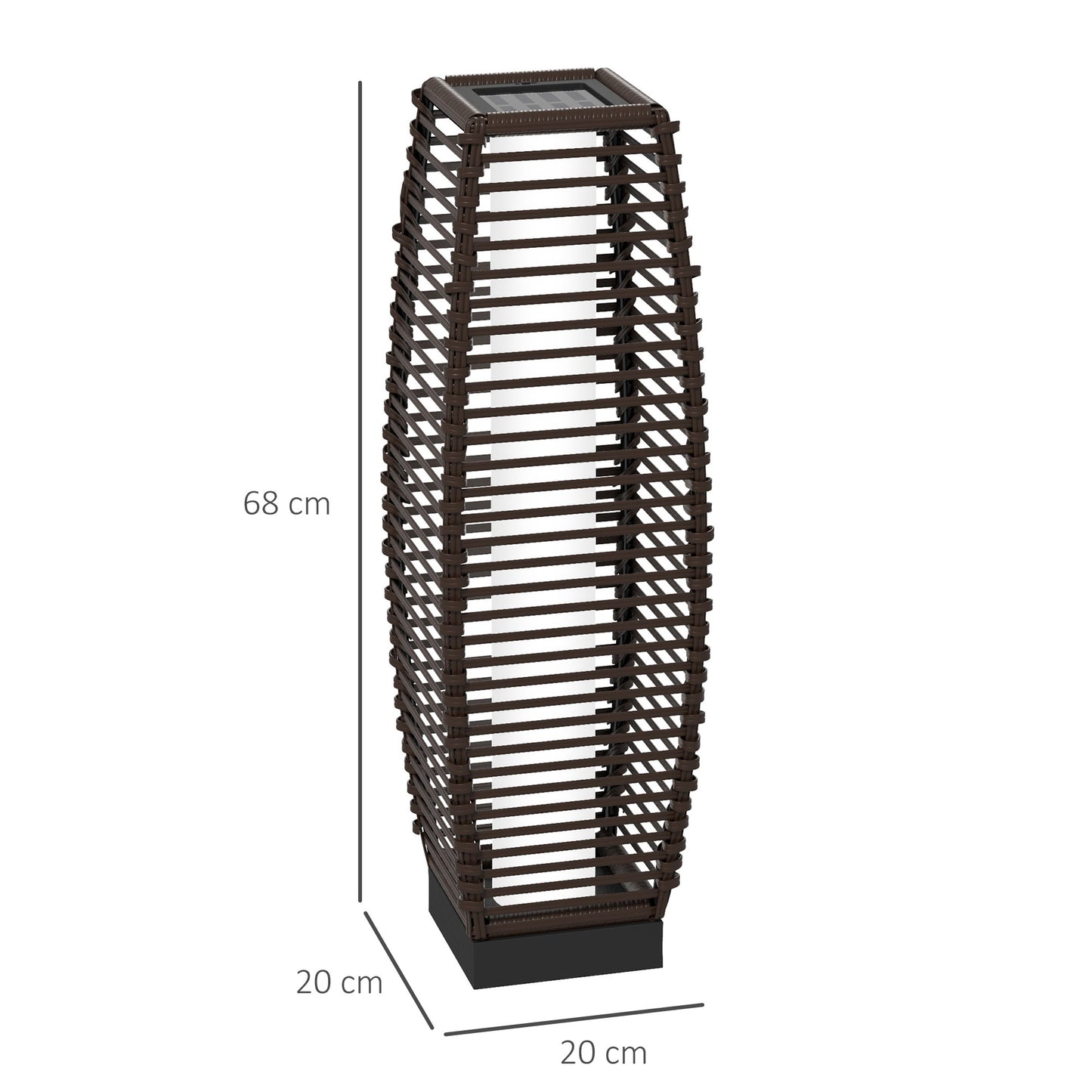 Solar Floor Lamp, Outdoor Garden Lantern Pathway & Decorative Lighting w/ Auto On/Off LED Lights, IP44, for Porch, Yard, Brown