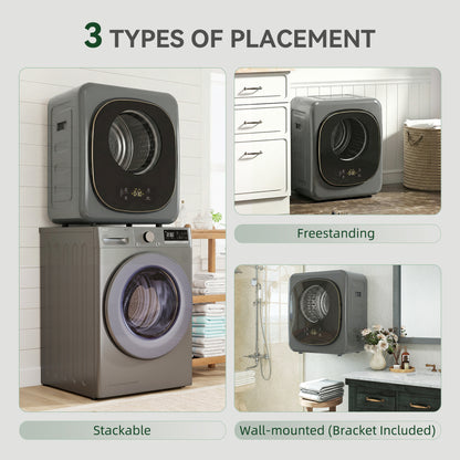 Compact Dryer Machine with 5 Modes, 4kg Small Tumble Dryer, Grey