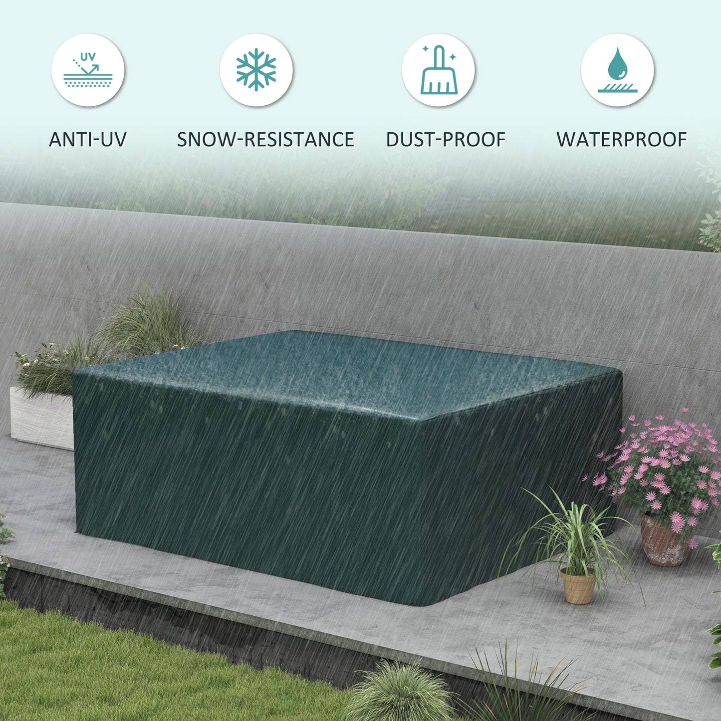 235x190x90cm Large Patio Set Outdoor Garden Furniture Cover Green