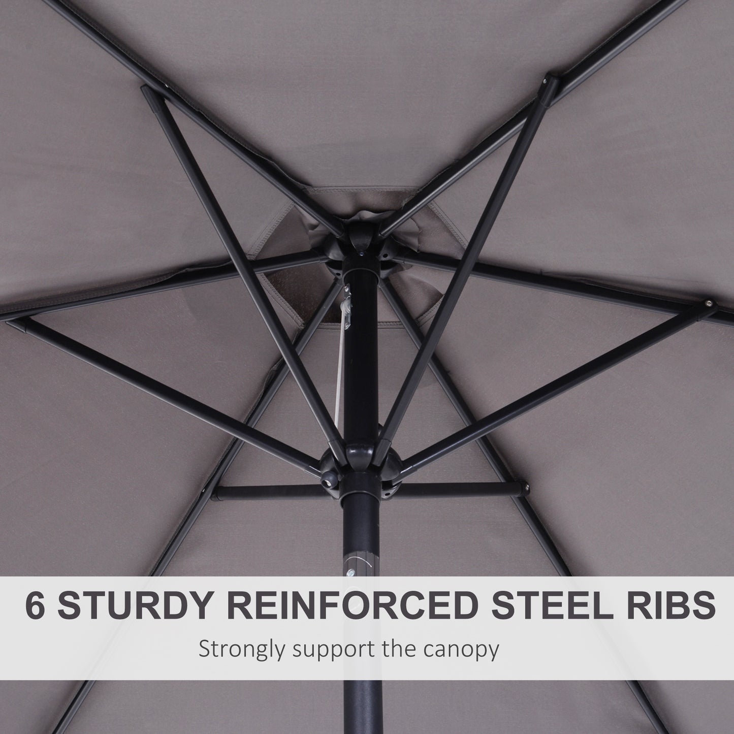2.6M Garden Parasol Umbrella with Tilt and Crank, Outdoor Sun Parasol Sunshade Shelter with Aluminium Frame