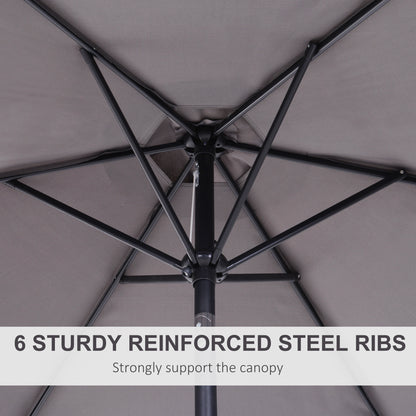 2.6M Garden Parasol Umbrella with Tilt and Crank, Outdoor Sun Parasol Sunshade Shelter with Aluminium Frame