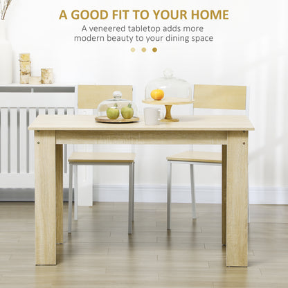 Dining Table for 4-6 People, Wood Effect Tabletop, Oak