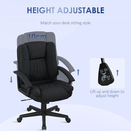 Swivel Executive Office Chair Mid Back Chair w/ Arm, Black