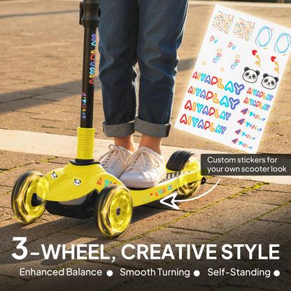Electric Scooter for Kids, 3 Wheel Foldable Kids Scooter, Yellow