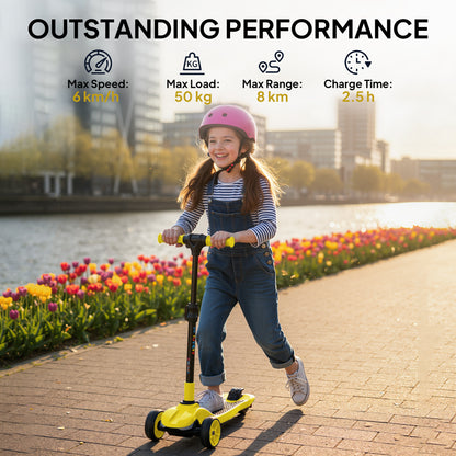 Electric Scooter for Kids, 3 Wheel Foldable Kids Scooter, Yellow