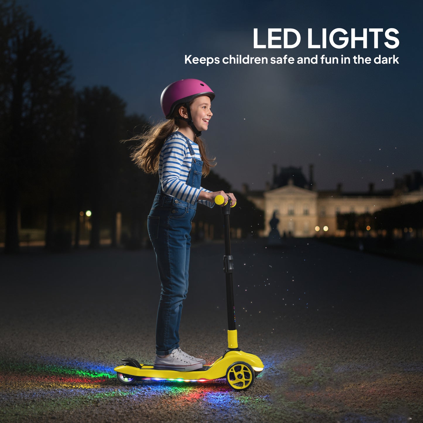 Electric Scooter for Kids, 3 Wheel Foldable Kids Scooter, Yellow