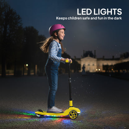 Electric Scooter for Kids, 3 Wheel Foldable Kids Scooter, Yellow