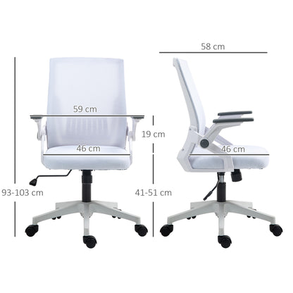 Mesh Office Chair for Home with Lumbar Support, Flip-up Arm, Wheels