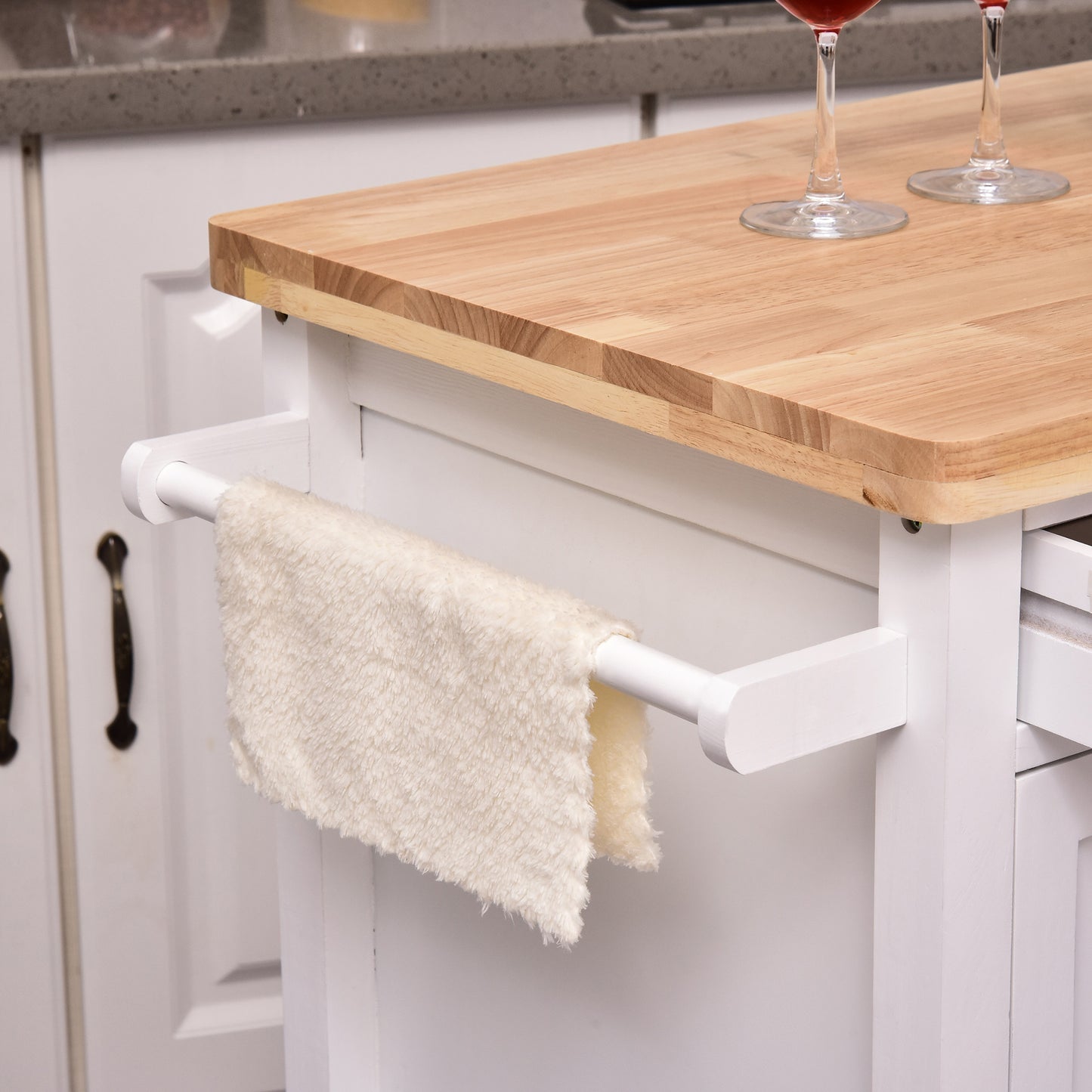 Kitchen Storage Trolley Cart Rolling Wheels Shelves Cupboard W/ Drawer