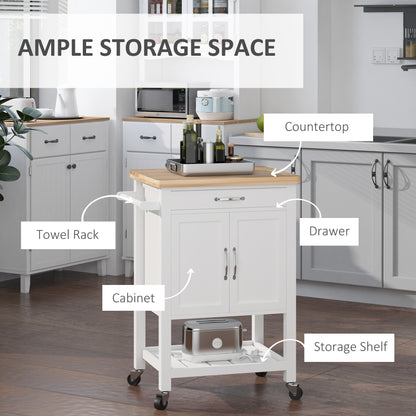 Kitchen Storage Trolley Cart Rolling Wheels Shelves Cupboard W/ Drawer