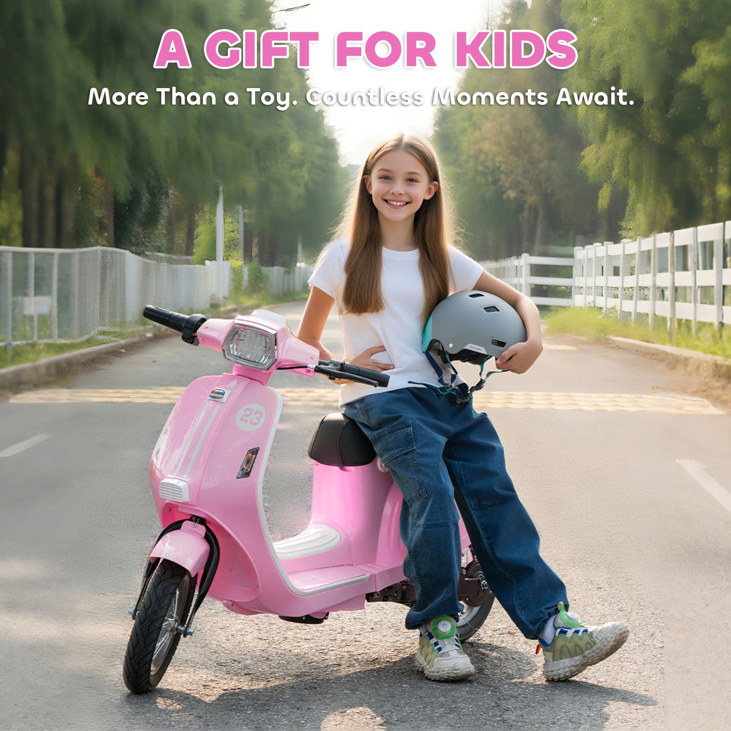 24V Battery Powered Ride on Motorcycle with Manual Throttle, Pink