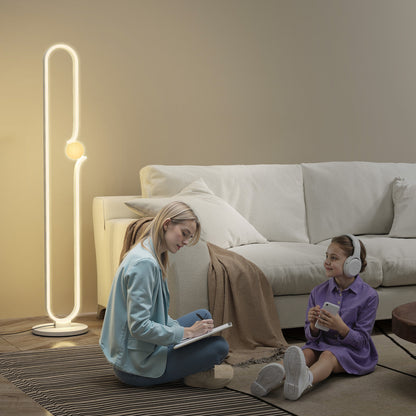 Dimmable LED Floor Lamp with Glass Night Light, Foot Switch, White