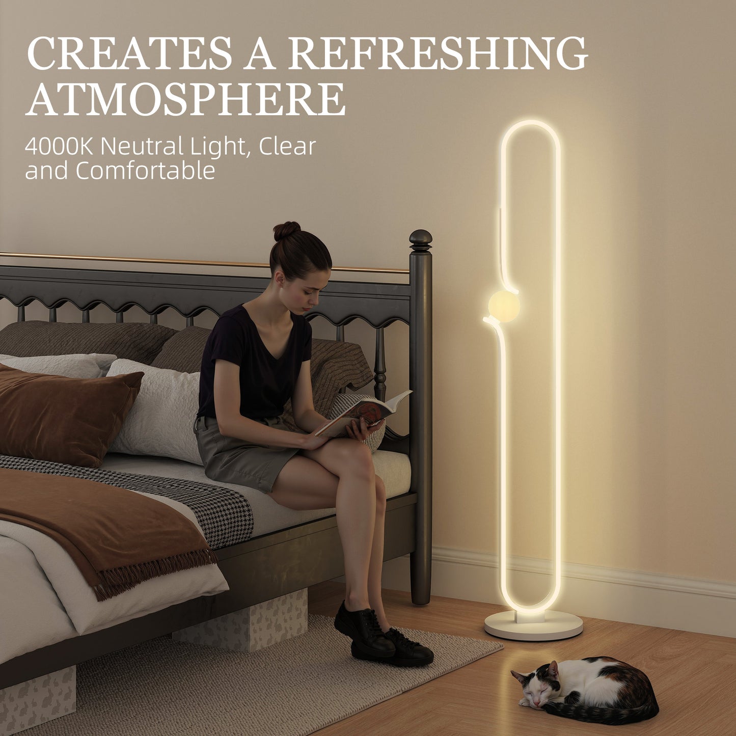 Dimmable LED Floor Lamp with Glass Night Light, Foot Switch, White