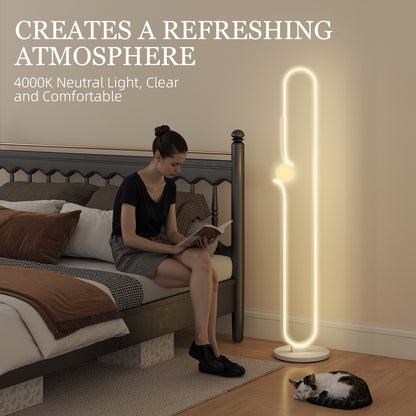 Dimmable LED Floor Lamp with Glass Night Light, Foot Switch, White