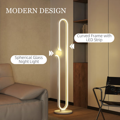Dimmable LED Floor Lamp with Glass Night Light, Foot Switch, White