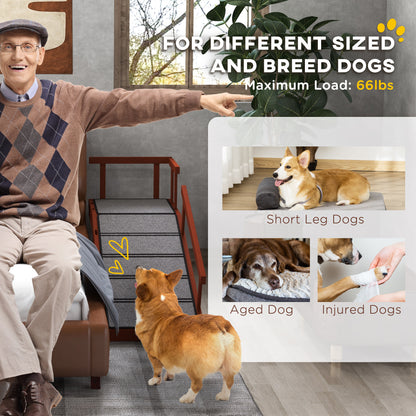 Wooden Dog Ramp with Removable Guardrails, Non-Slip Surface, 125 cm