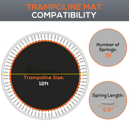 Trampoline Mat with 72 V-Hooks, for 12ft Trampoline, Orange