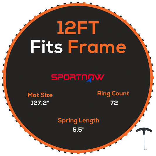 Trampoline Mat with 72 V-Hooks, for 12ft Trampoline, Orange