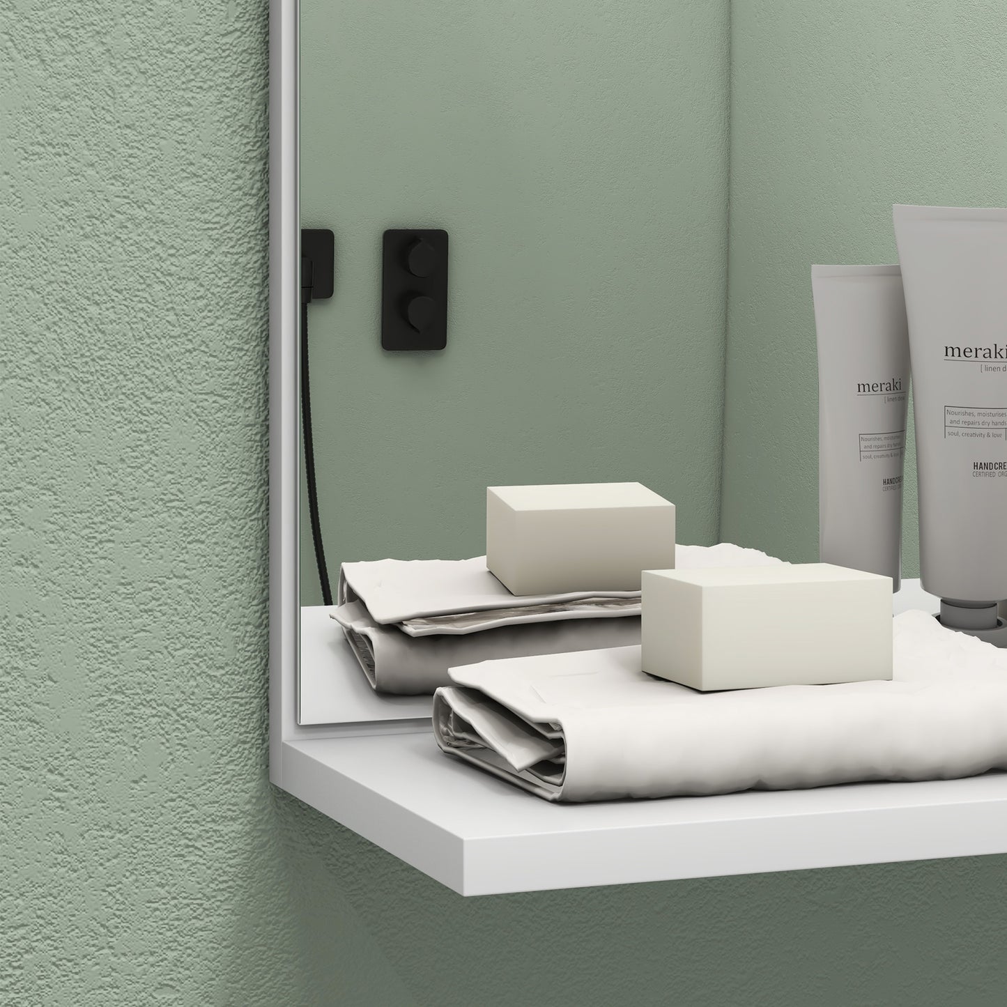 Bathroom Mirror Wall Mount Vanity Mirror with 4 Storage Shelves, White