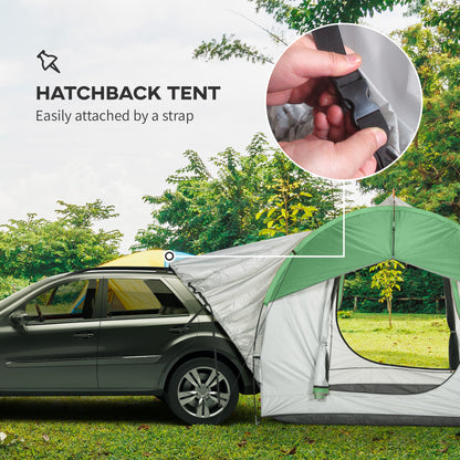 SUV Car Tent for Camping, Waterproof PU2000mm, 5 Man Tailgate Tent, for SUV Van Pickup, 2.4 x 2.1 m, Grey and Green