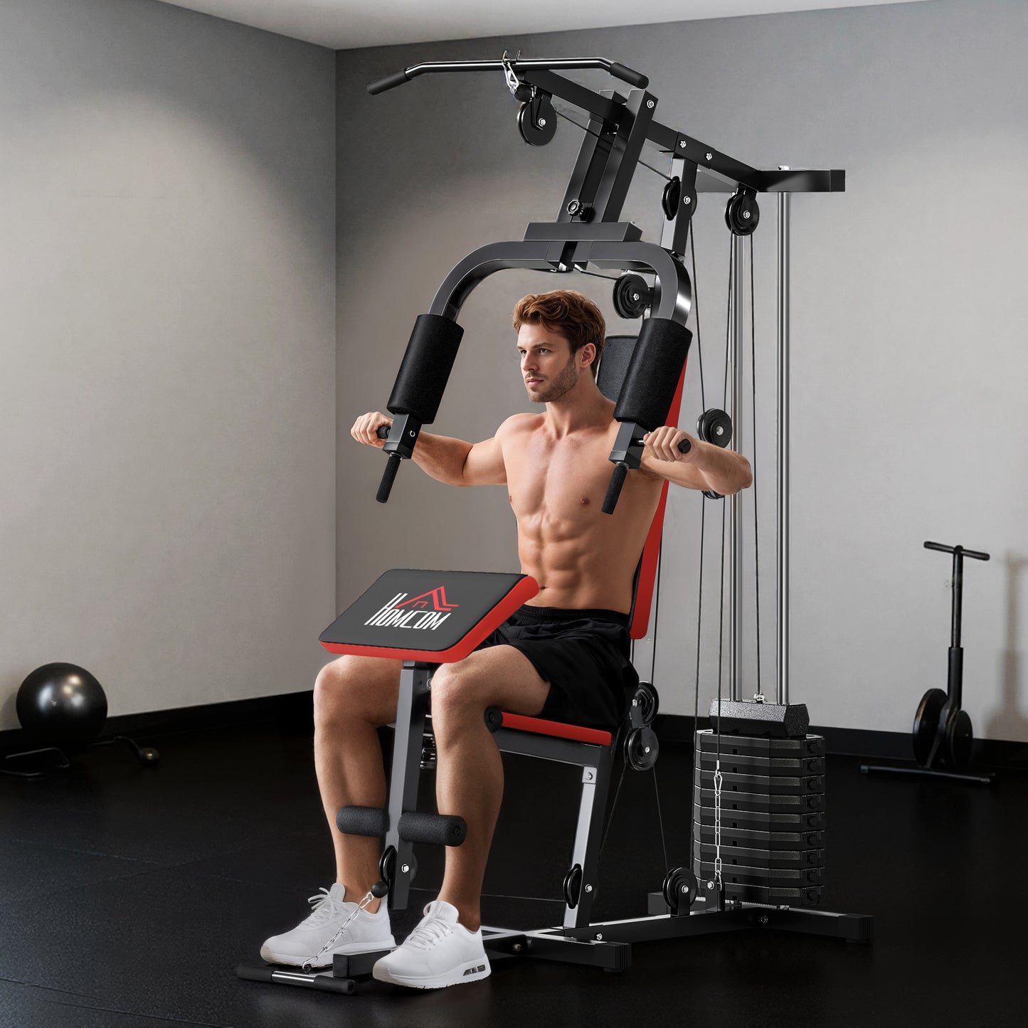 Multi Home Gym Machine with 65kg Weights for Strength Training Black