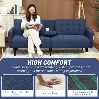 Upholstered Sofa bed 3 Seater Home Theater with Storage Dark Blue