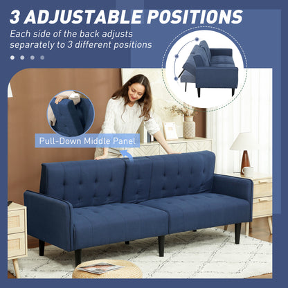Upholstered Sofa bed 3 Seater Home Theater with Storage Dark Blue