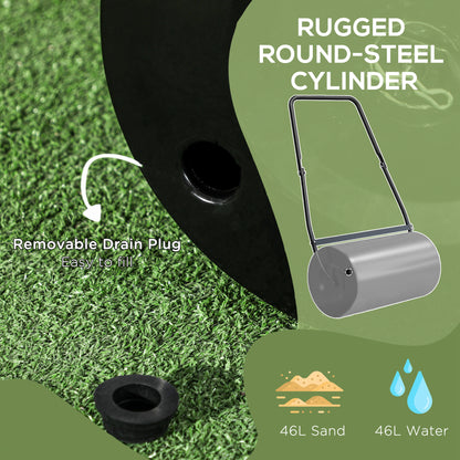 Heavy Duty Garden Lawn Roller Push Tow Water Sand Filled 46L Equipment