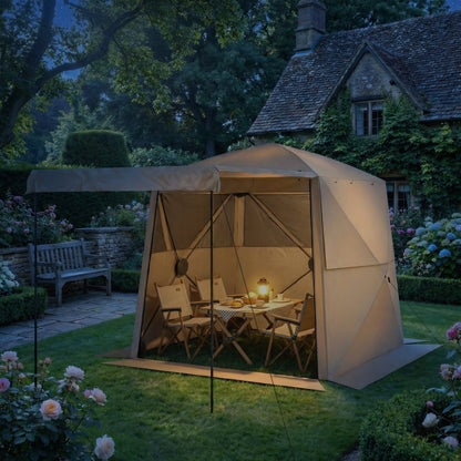 Pop Up Gazebo Waterproof with Awning 2 x 2 m Khaki