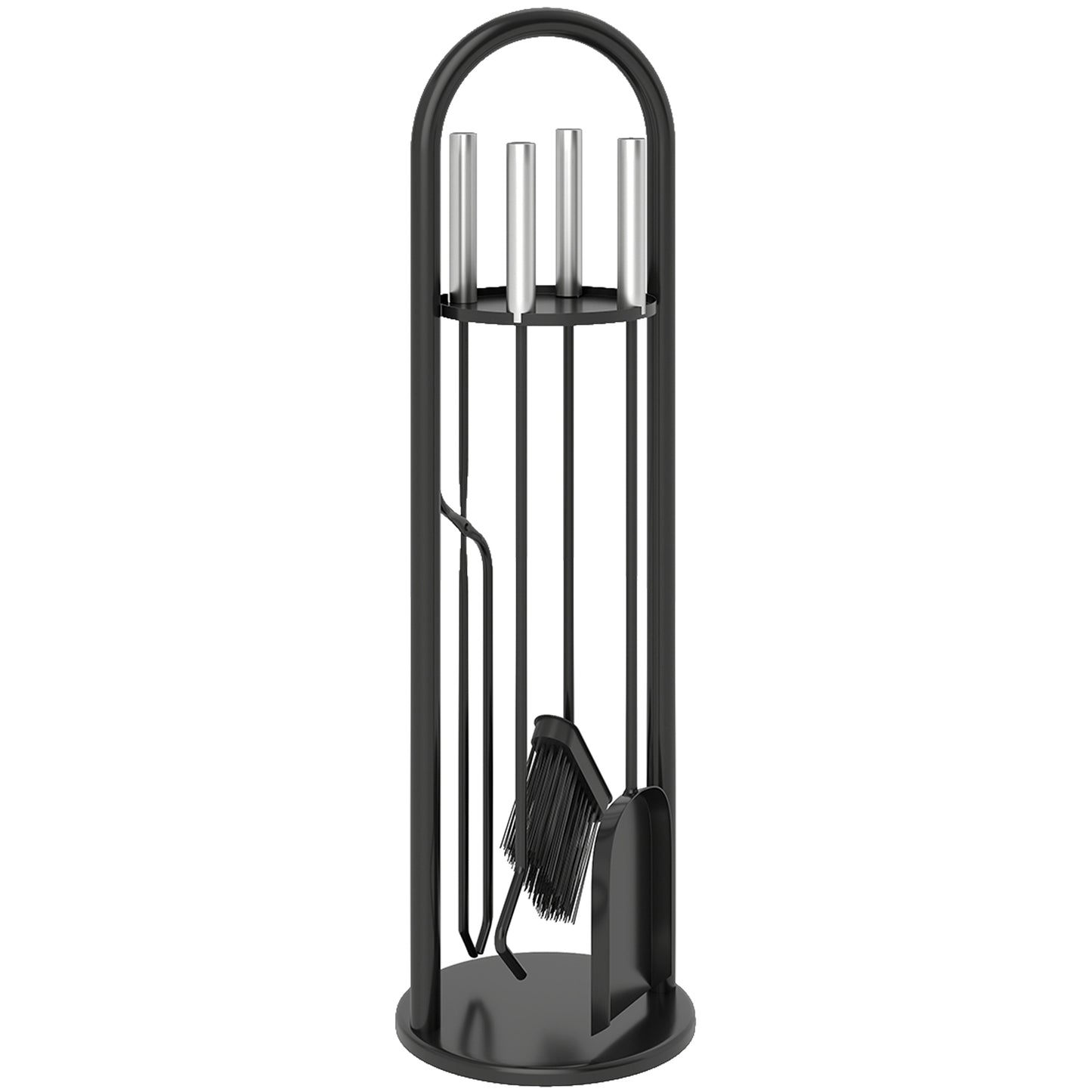 5 PCS Fireplace Companion Set, Metal Fireside Companion Set, Silver