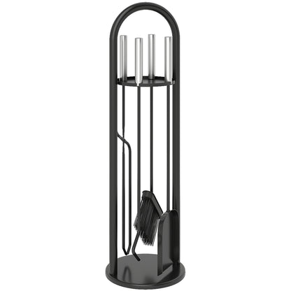 5 PCS Fireplace Companion Set, Metal Fireside Companion Set, Silver