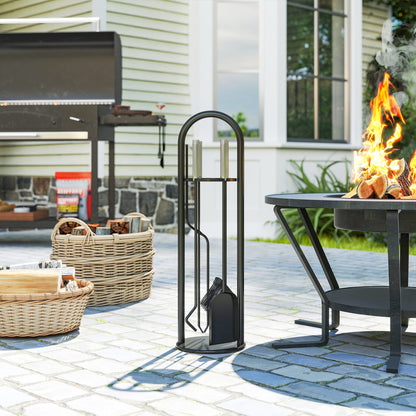 5 PCS Fireplace Companion Set, Metal Fireside Companion Set, Silver