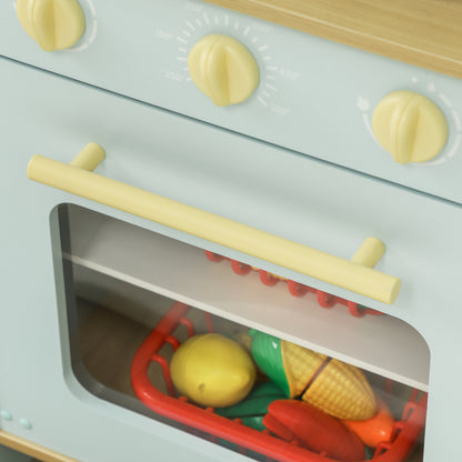 Play Kitchen, Large Kids Pretend Role Play Kitchen with Light & Sound Stove, Oven, Microwave, Sink, Cooking Accessories, Gift for Boys and Girls Ages 3+