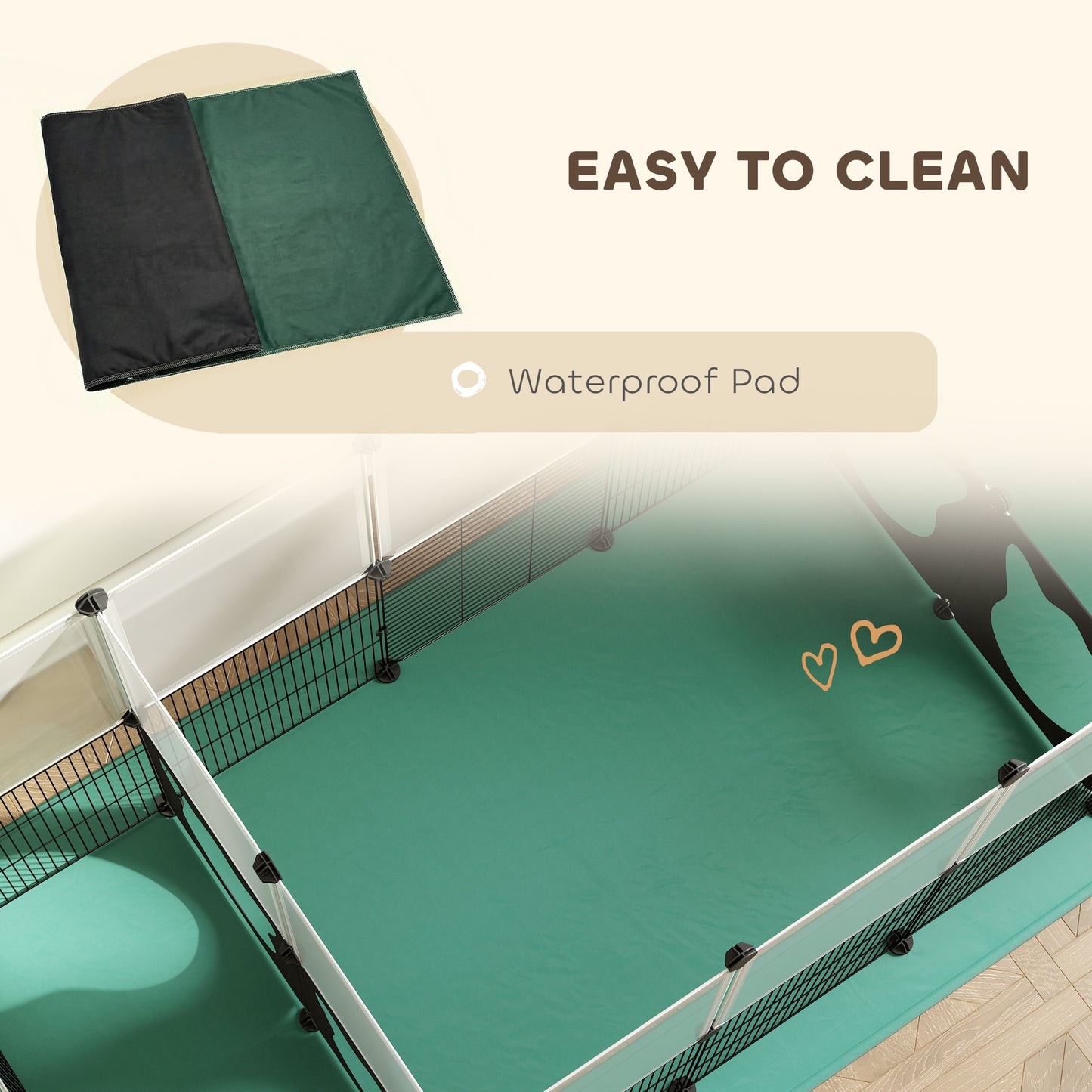 Pet Playpen with Waterproof Mat, DIY Small Animal Enclosure 34 Panels