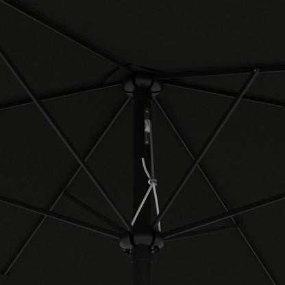 2 x 3(m) Garden Parasol Umbrella, Rectangular Outdoor Market Umbrella Sun Shade with Crank & Push Button Tilt, 6 Ribs, Aluminium Pole, Black