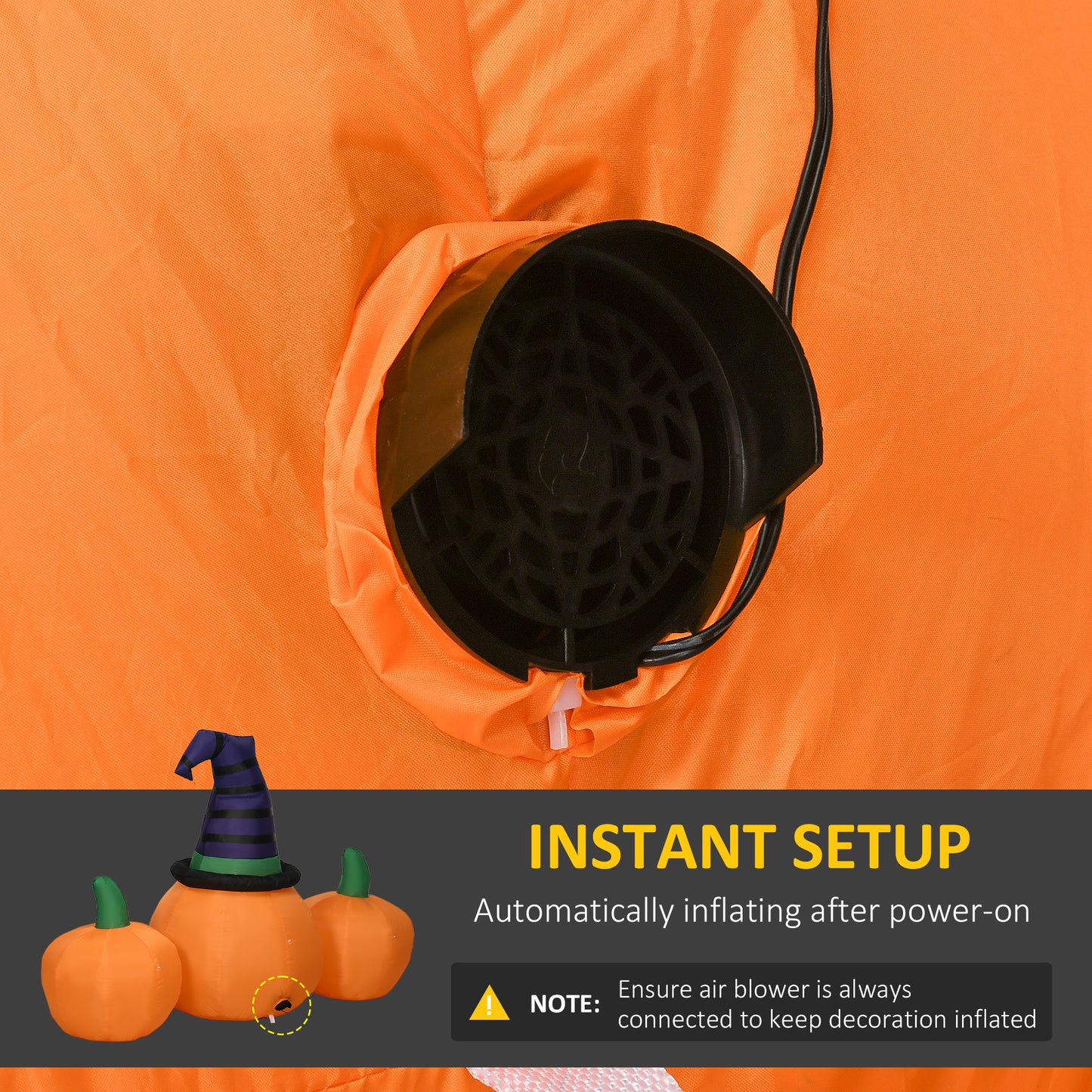 6' Inflatable Halloween Large Pumpkin in Hat w/ Four Small Pumpkin LED