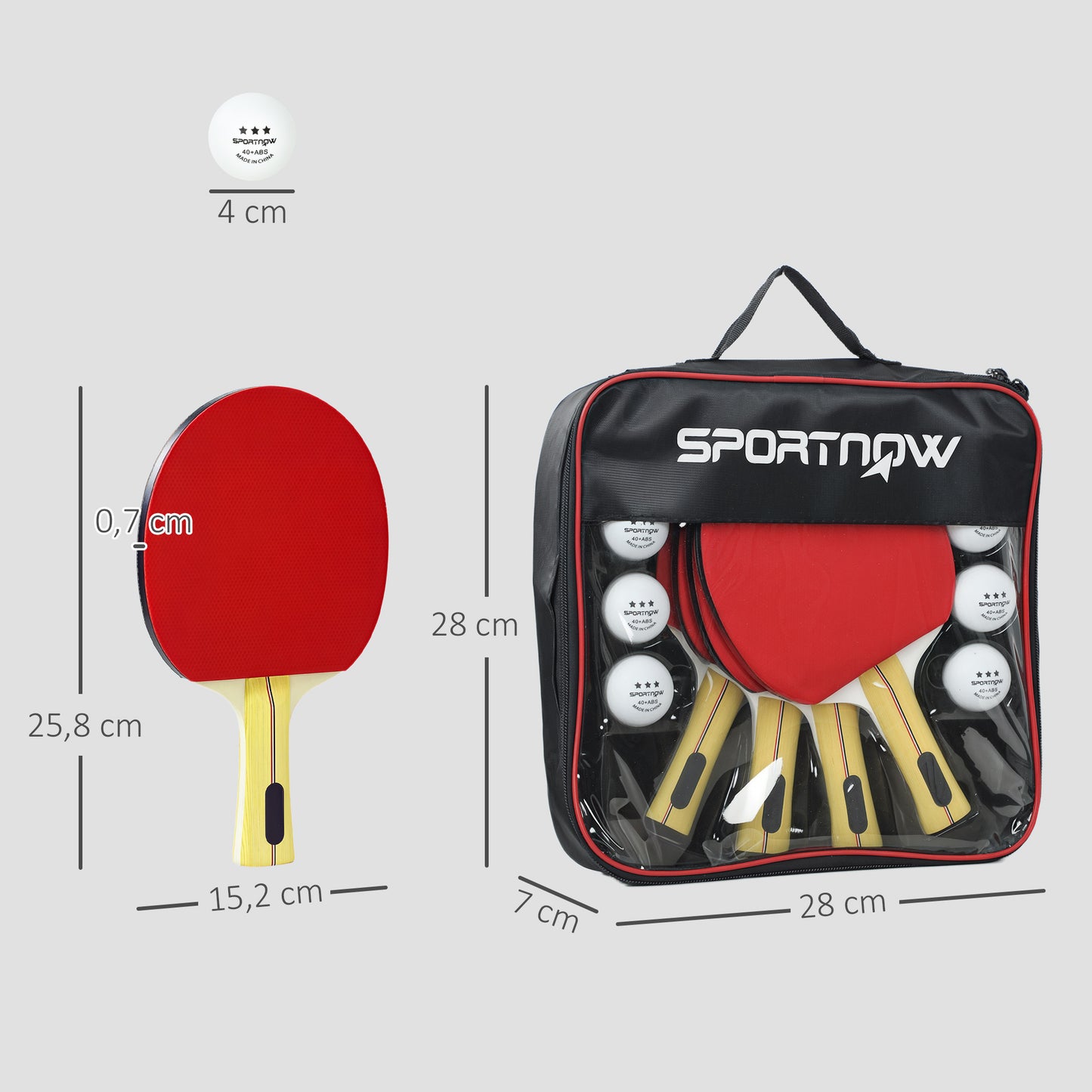 Table Tennis Rackets, Portable Table Tennis Set w/ 4 Bats, 8 Balls