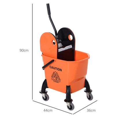 Mop Bucket on Wheels w/ Carry Handle, Mop Holder for Household Orange