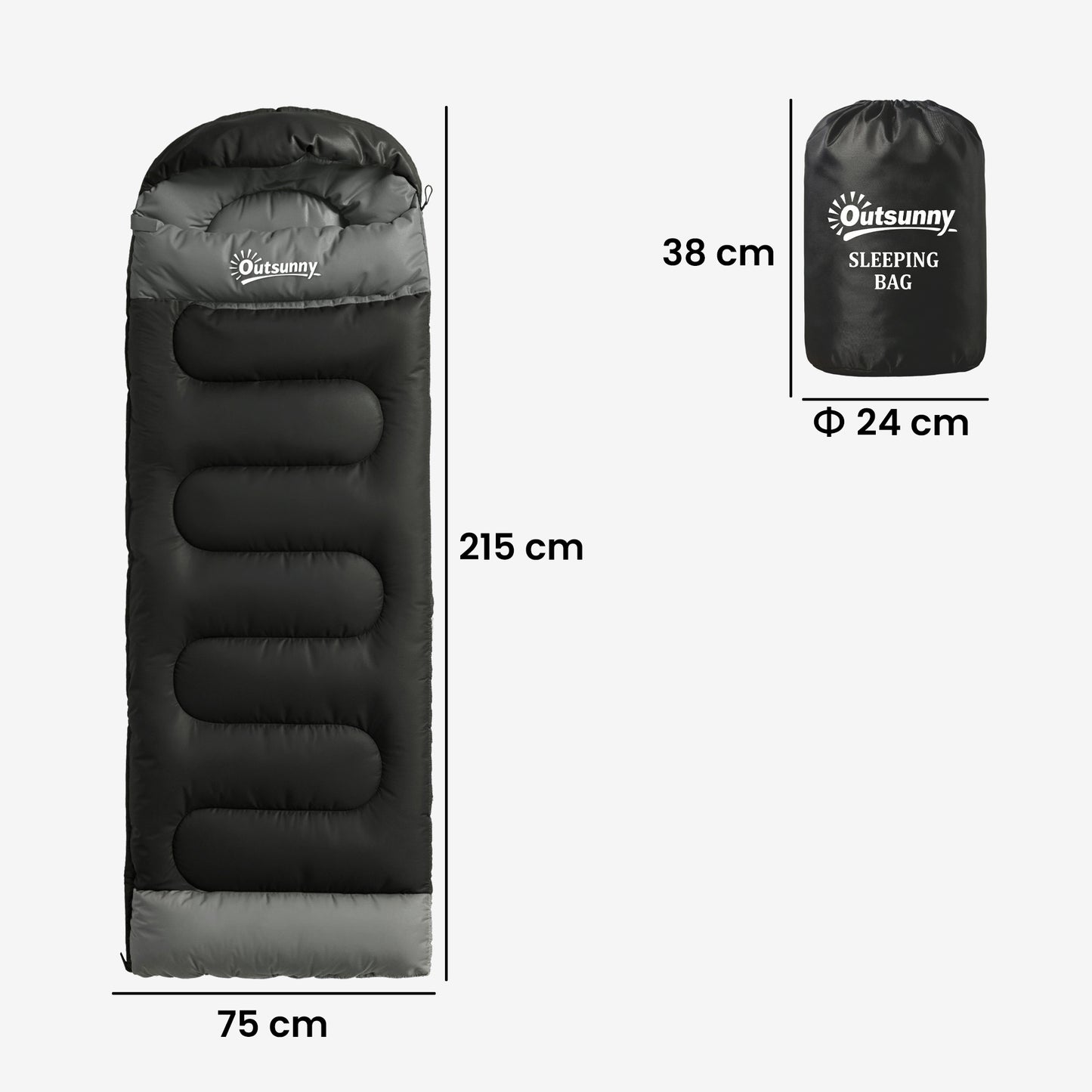 Sleeping Bag for Adults, Lightweight & Compact Sleeping Bag, Black
