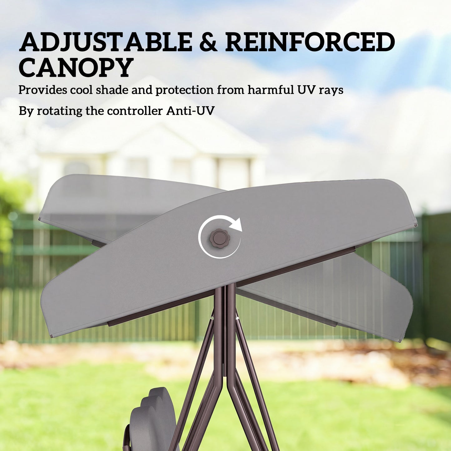 3 Seater Garden Swing Chair, Light Grey