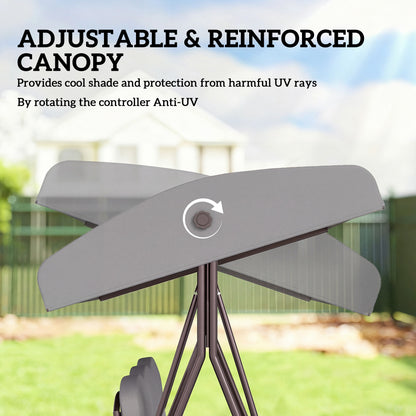 3 Seater Garden Swing Chair, Light Grey