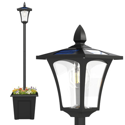 160cm Garden Solar Lamp Post Light, LED Solar Light Post, Black
