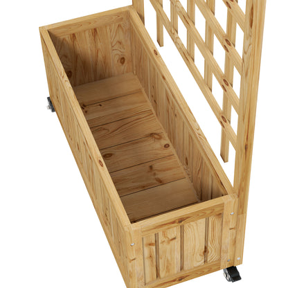 Warehouse Clearance Sale - Wooden Trellis Planter, Raised Garden Bed with Wheels and Bed Liner, to Climb and Grow Vegetables, Herbs and Flowers