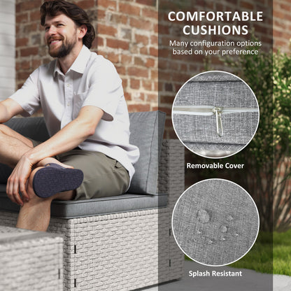 7 Pieces Rattan Garden Furniture Set with Cushions, Grey