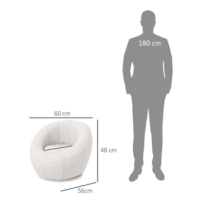 Modern Round Boucle Armchair Accent Chair for Living Room Bedroom White